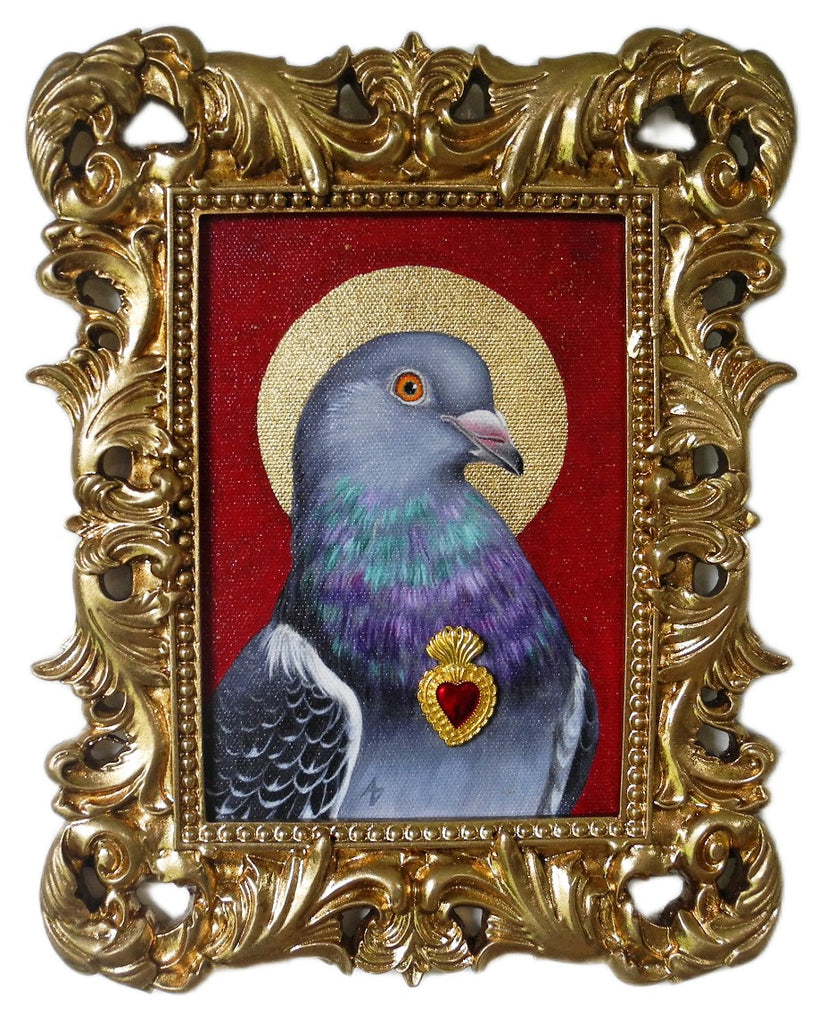 Sacred Heart Pigeon in Red (print)